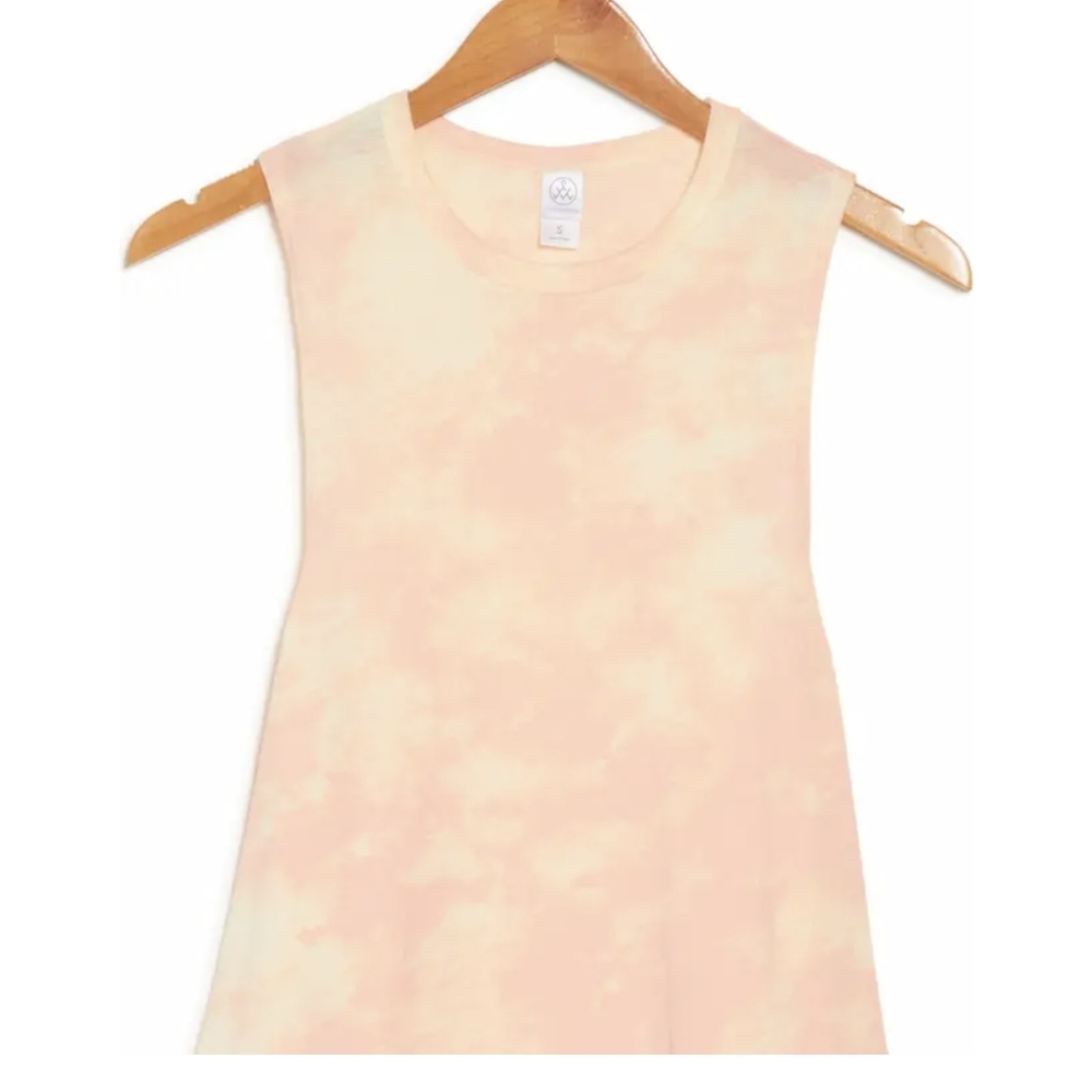 ALTERNATIVE Flowy Muscle Tank in Yellow/Coral Tie Dye